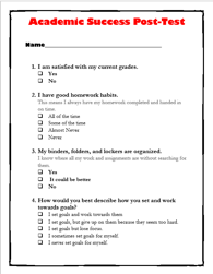 Academic Success post test as part of teaching study skills