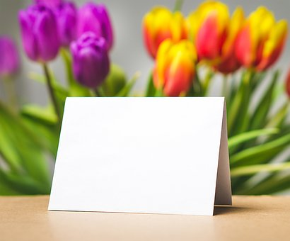 mother's day card and tulips