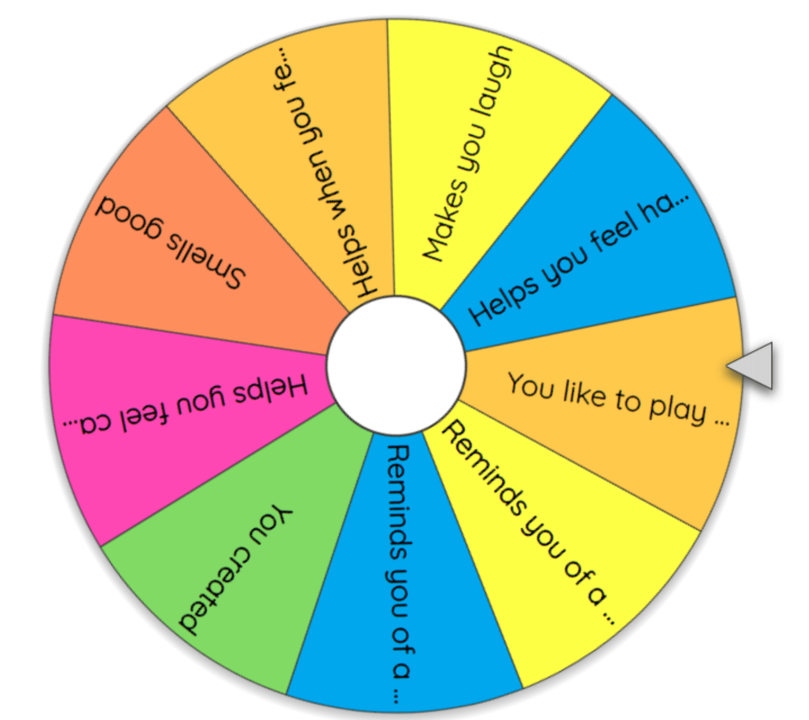 virtual spinner for counseling scavenger hunt